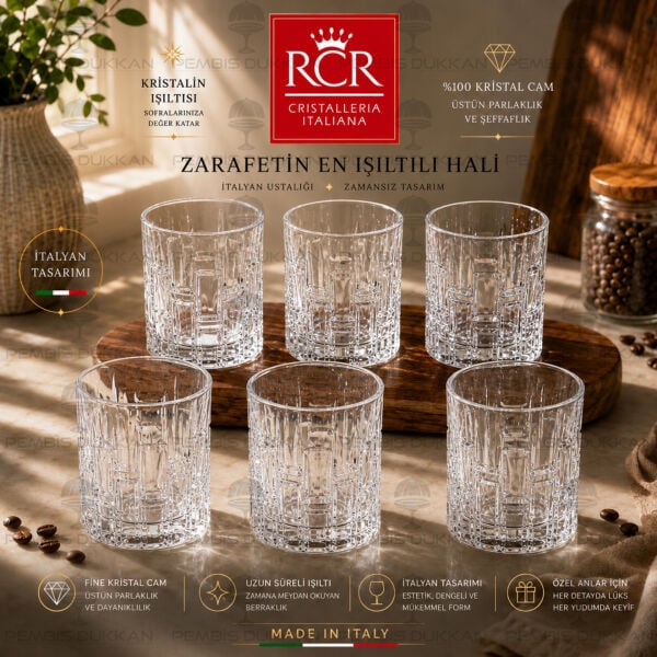 Rcr Crıstallerıa Italıana Etna 6lı Kısa Meşrubat Bardağı