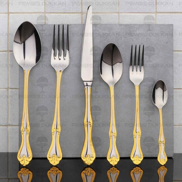 12 KİŞİLİK NEHİR LALEZAR ALTIN 72 PARÇA PASLANMAZ ÇELİK ÇKB SET