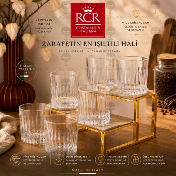 RCR Cristalleria Italiana Timeless 6'lı Kısa Meşrubat Bardağı 360 ml