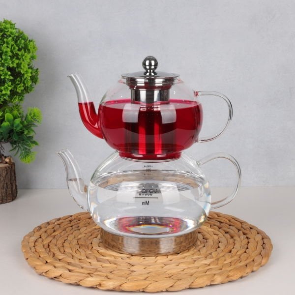 NORA ÇELİK TABANLI, BOROSİLİKAT CAM ÇAYDANLIK