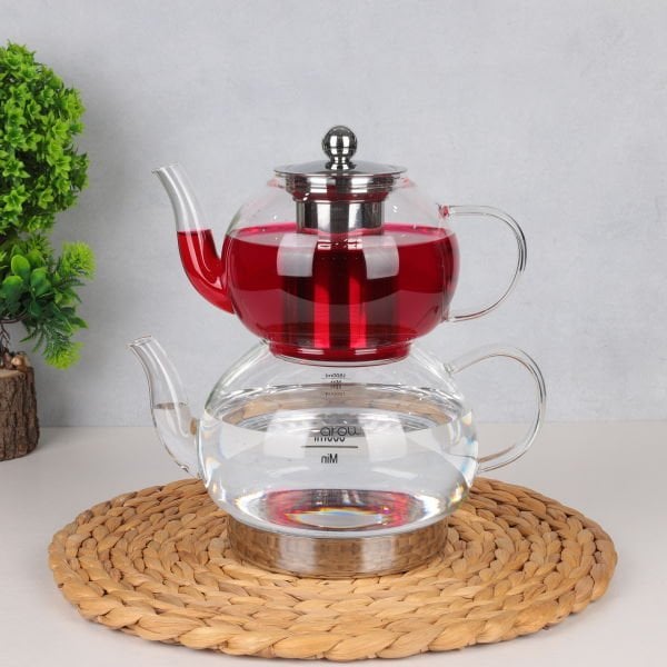 NORA ÇELİK TABANLI, BOROSİLİKAT CAM ÇAYDANLIK