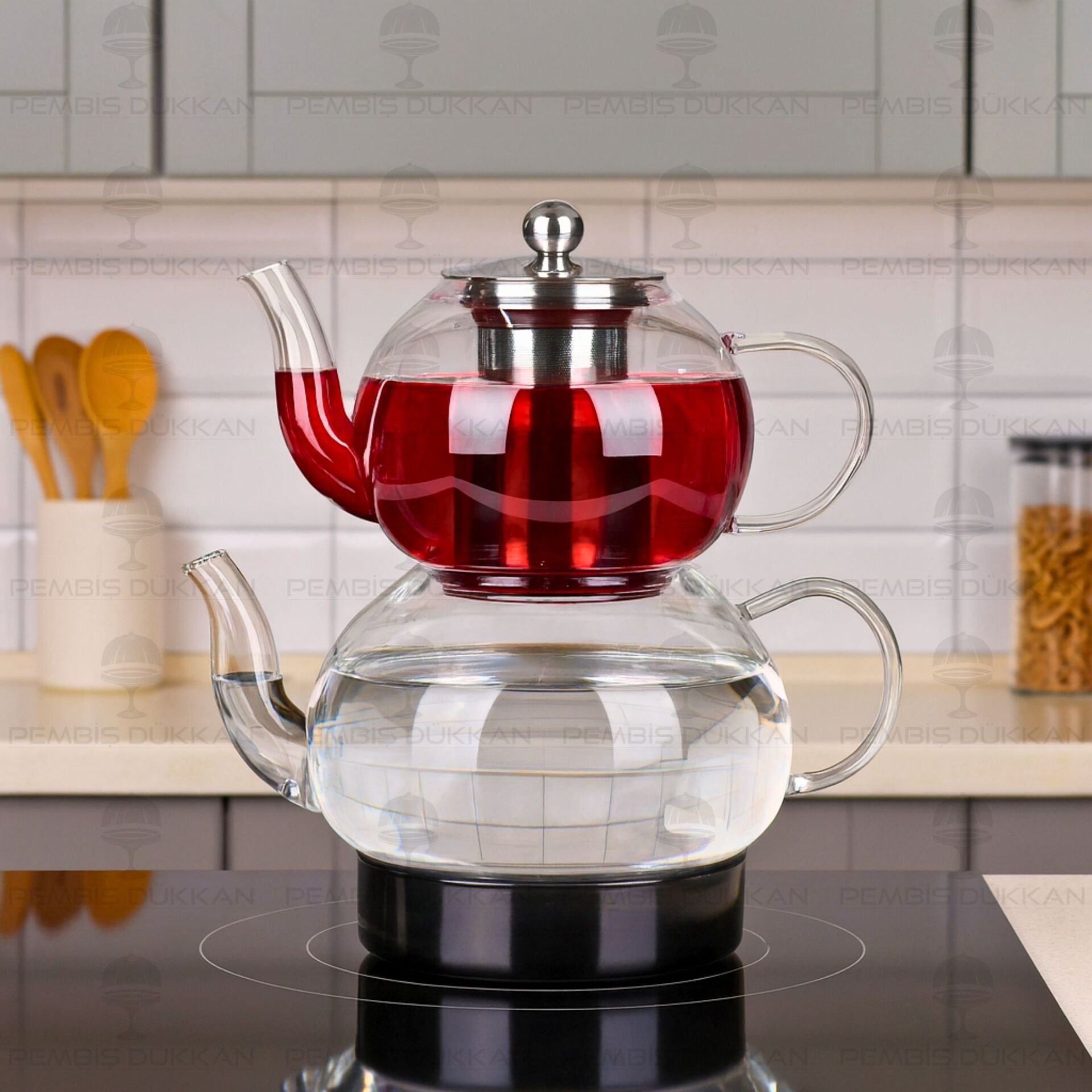 NORA ÇELİK TABANLI, BOROSİLİKAT CAM ÇAYDANLIK