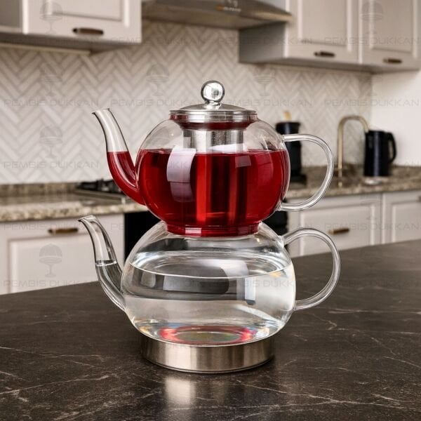 NORA ÇELİK TABANLI, BOROSİLİKAT CAM ÇAYDANLIK