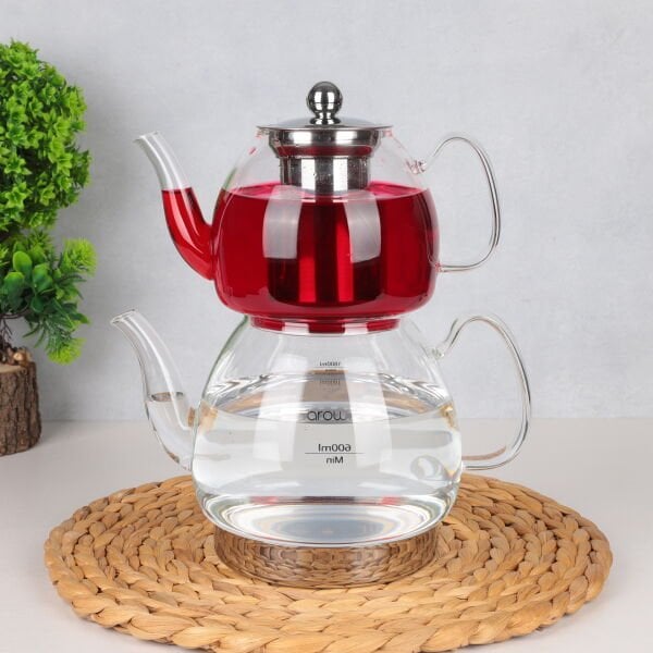 LİNDA ÇELİK TABANLI, BOROSİLİKAT CAM ÇAYDANLIK