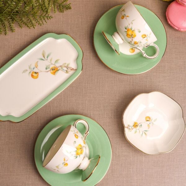 YEŞİL ROYAL CHARME-VERONICA 2 KİŞİLİK SUNUMLUKLU KAHVE FİNCAN TAKIMI (ROY-0099)