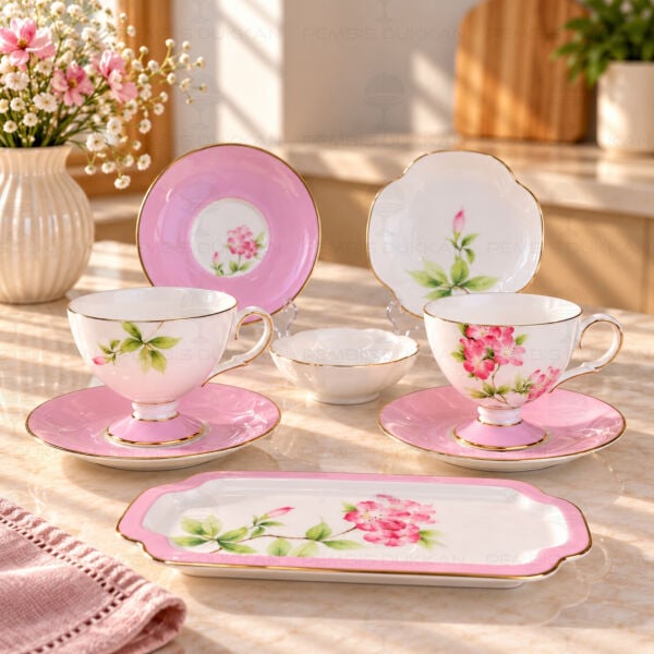 Pembe Royal Charme-Veronıca 2 Kişilik Sunumluklu Kahve Fincan Takımı (Roy-0100)