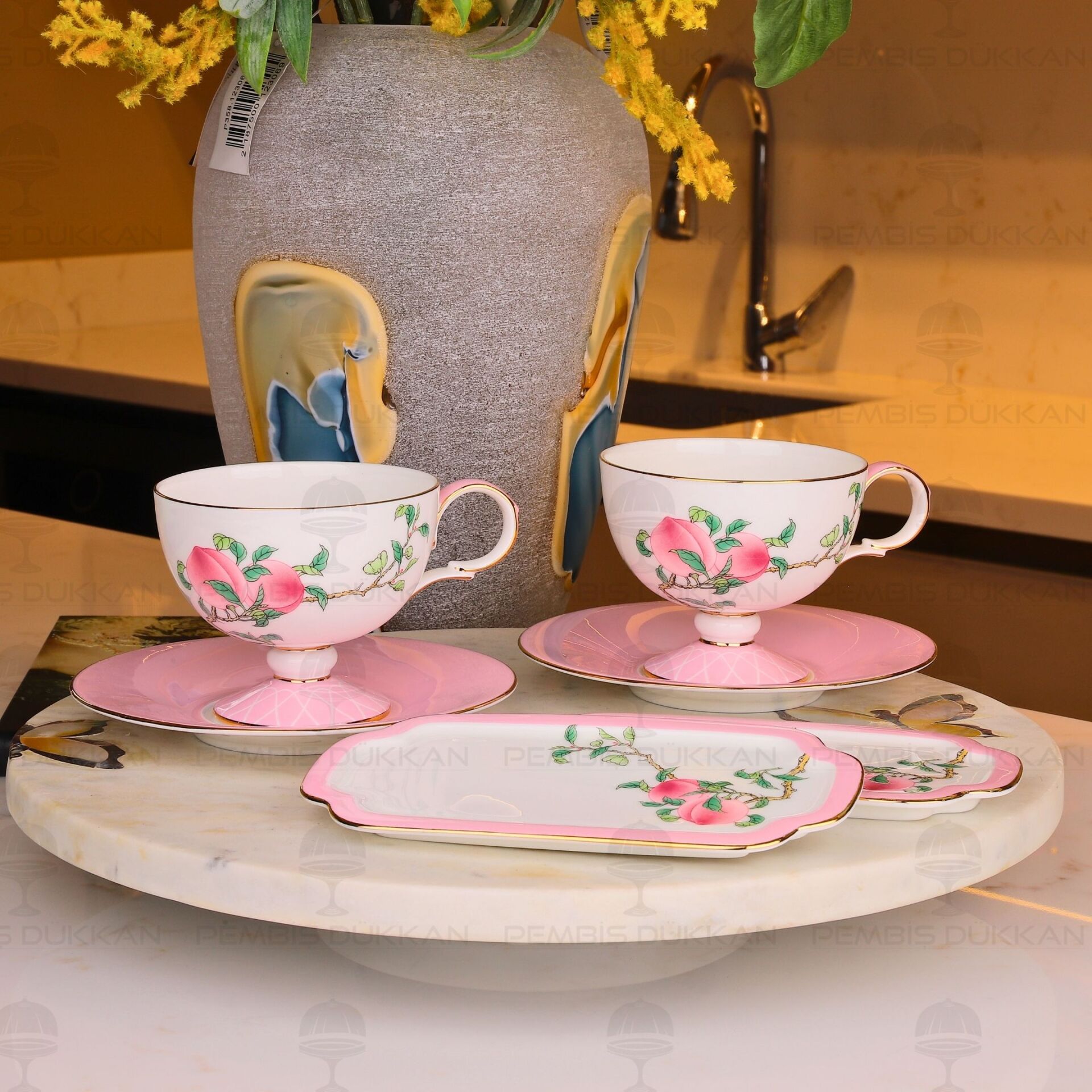 PEACHY 6 PARÇA 2 KİŞİLİK ÇAY FİNCAN TAKIMI