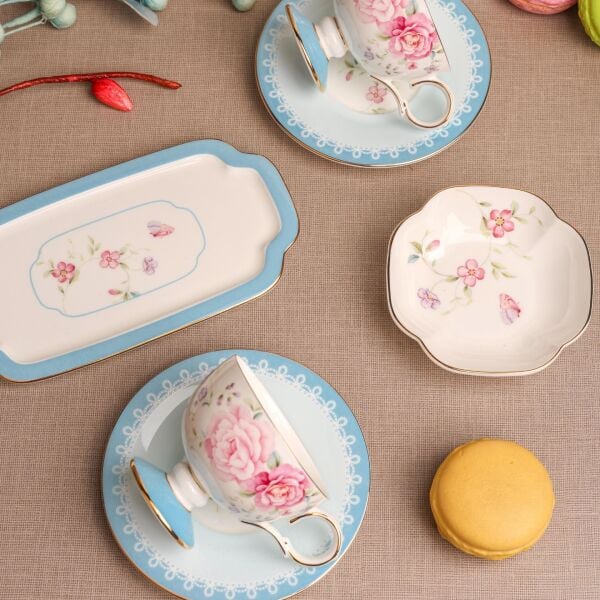 MAVİ ROYAL CHARME-VERONICA 2 KİŞİLİK SUNUMLUKLU KAHVE FİNCAN TAKIMI (ROY-0101)