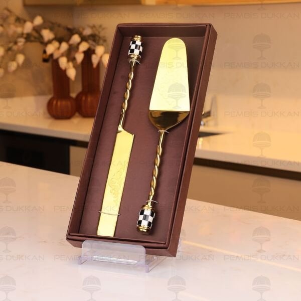 4 PARÇA GOLD DAMALI SERVİS SETİ