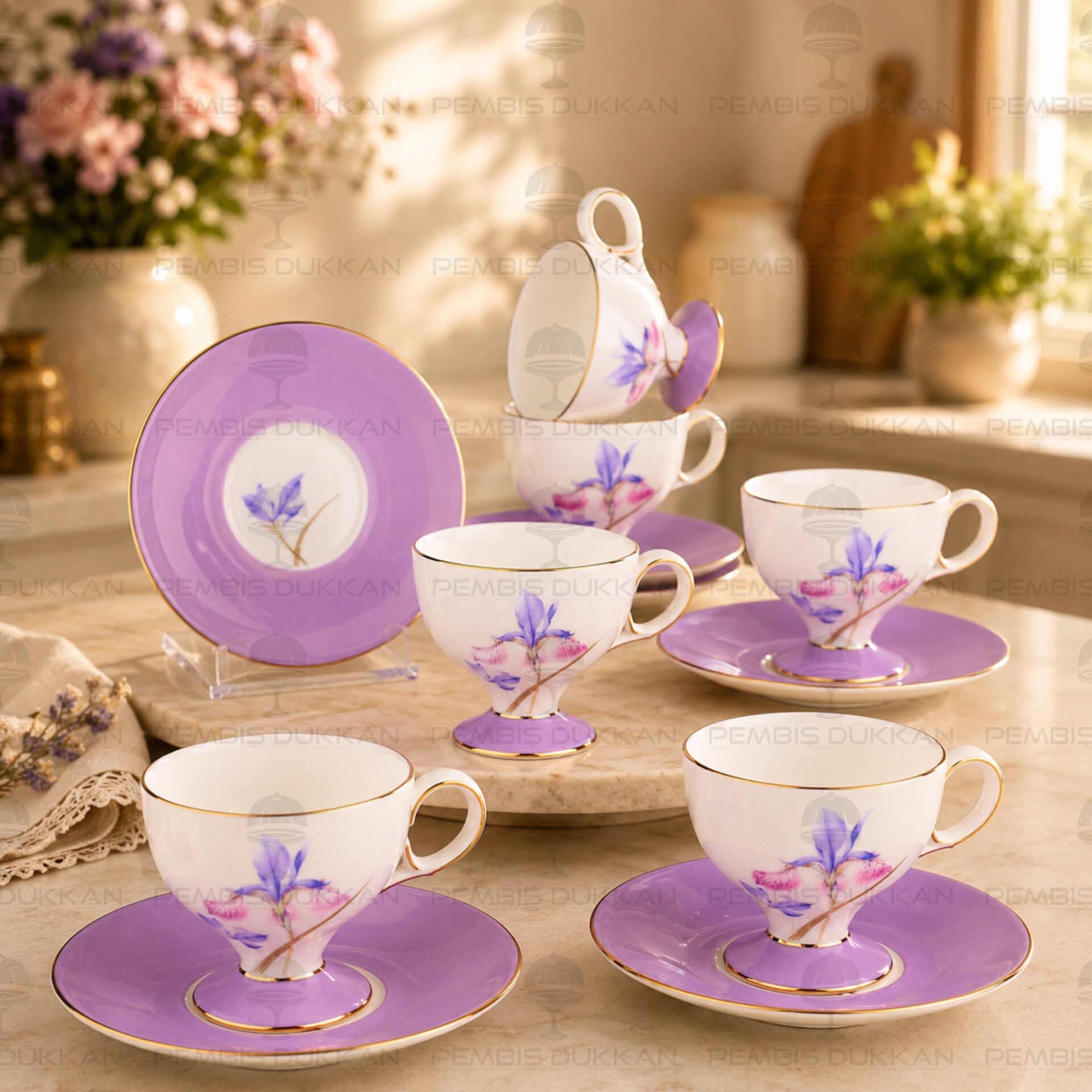 Lila Royal Charme-Veronıca 6 Kişilik Kahve Fincan Takımı (Roy-0108)