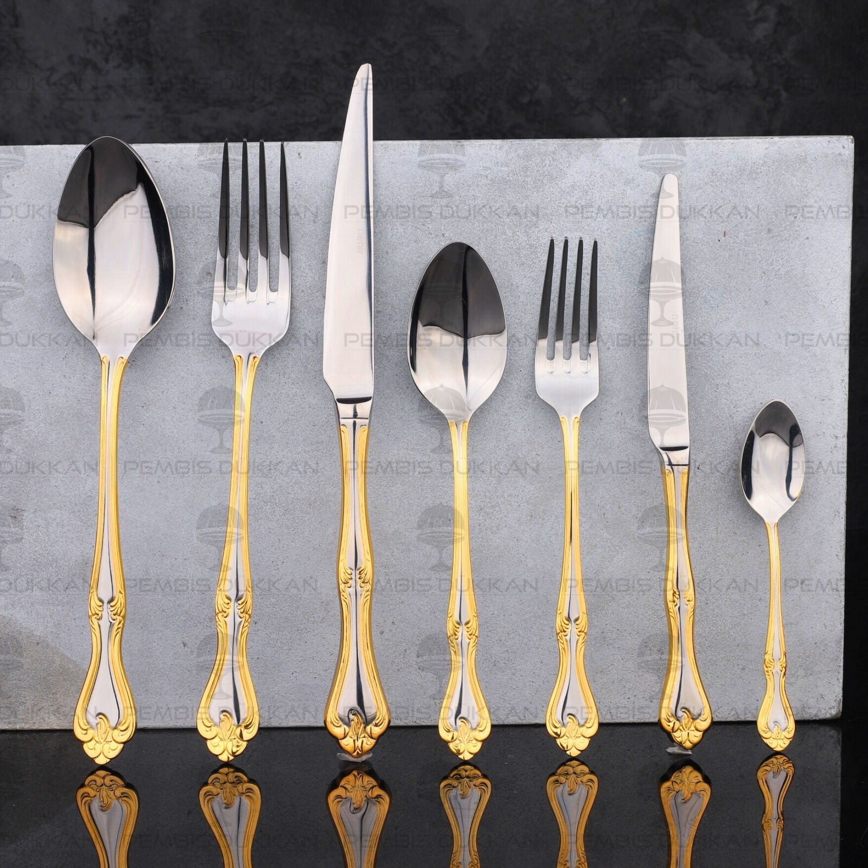 12 KİŞİLİK NEHİR LALEZAR ALTIN 89 PARÇA PASLANMAZ ÇELİK ÇKB SET