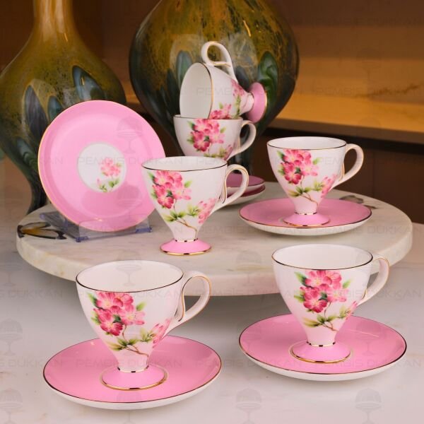 Pembe Royal Charme-Veronıca 6 Kişilik Kahve Fincan Takımı (Roy-0110)
