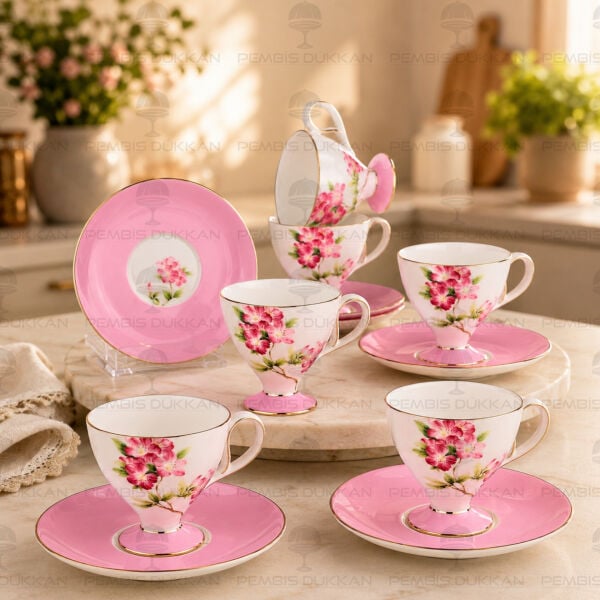 PEMBE ROYAL CHARME-VERONICA 6 KİŞİLİK KAHVE FİNCAN TAKIMI (ROY-0110)