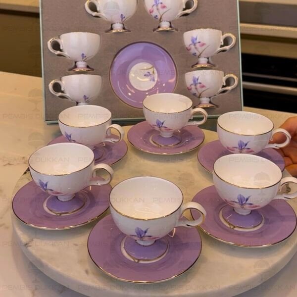 Lila Royal Charme-Veronıca 6 Kişilik Kahve Fincan Takımı (Roy-0103)