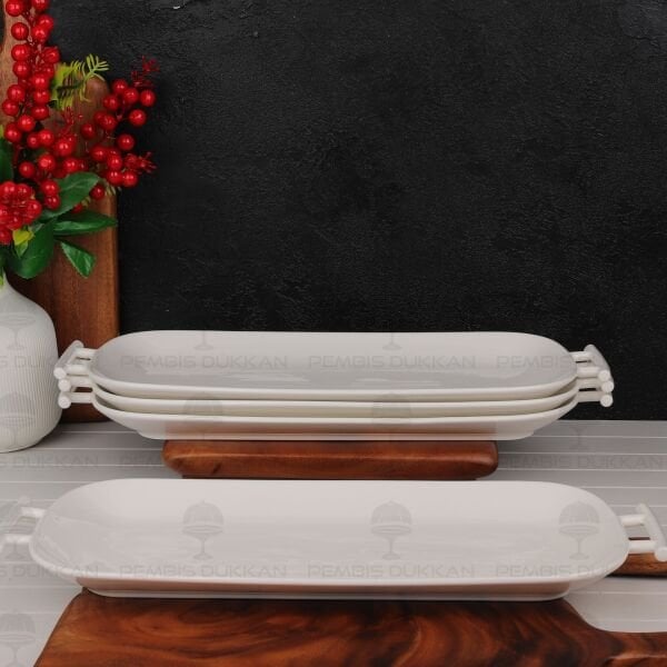 1 ADET PERLA OVAL KULPLU PORSELEN YEMEK & MASA ORTASI SERVİS (POR1917)﻿