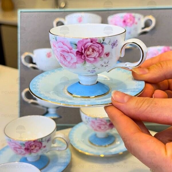 MAVİ ROYAL CHARME-VERONICA 6 KİŞİLİK KAHVE FİNCAN TAKIMI (ROY-0106)