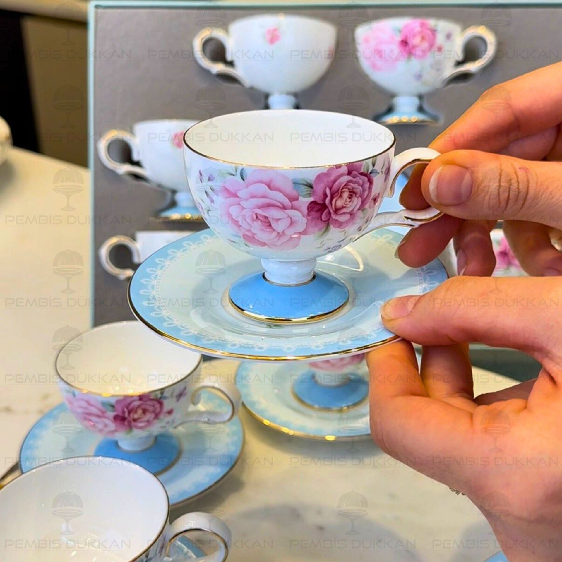 MAVİ ROYAL CHARME-VERONICA 6 KİŞİLİK KAHVE FİNCAN TAKIMI (ROY-0106)