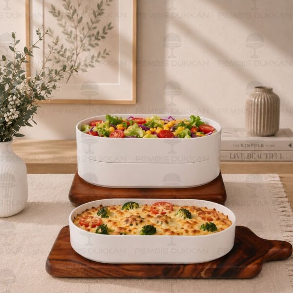 1 Adet Valente Mien Oval Porselen Masa Ortası Derin Salata & Meze Servis (Por1905)