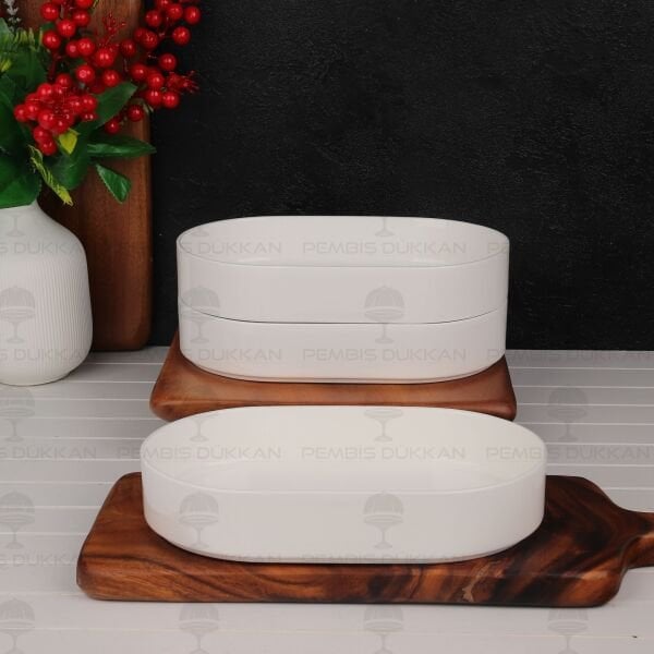 1 ADET VALENTE Mien OVAL PORSELEN MASA ORTASI DERİN SALATA & MEZE SERVİS (POR1905)