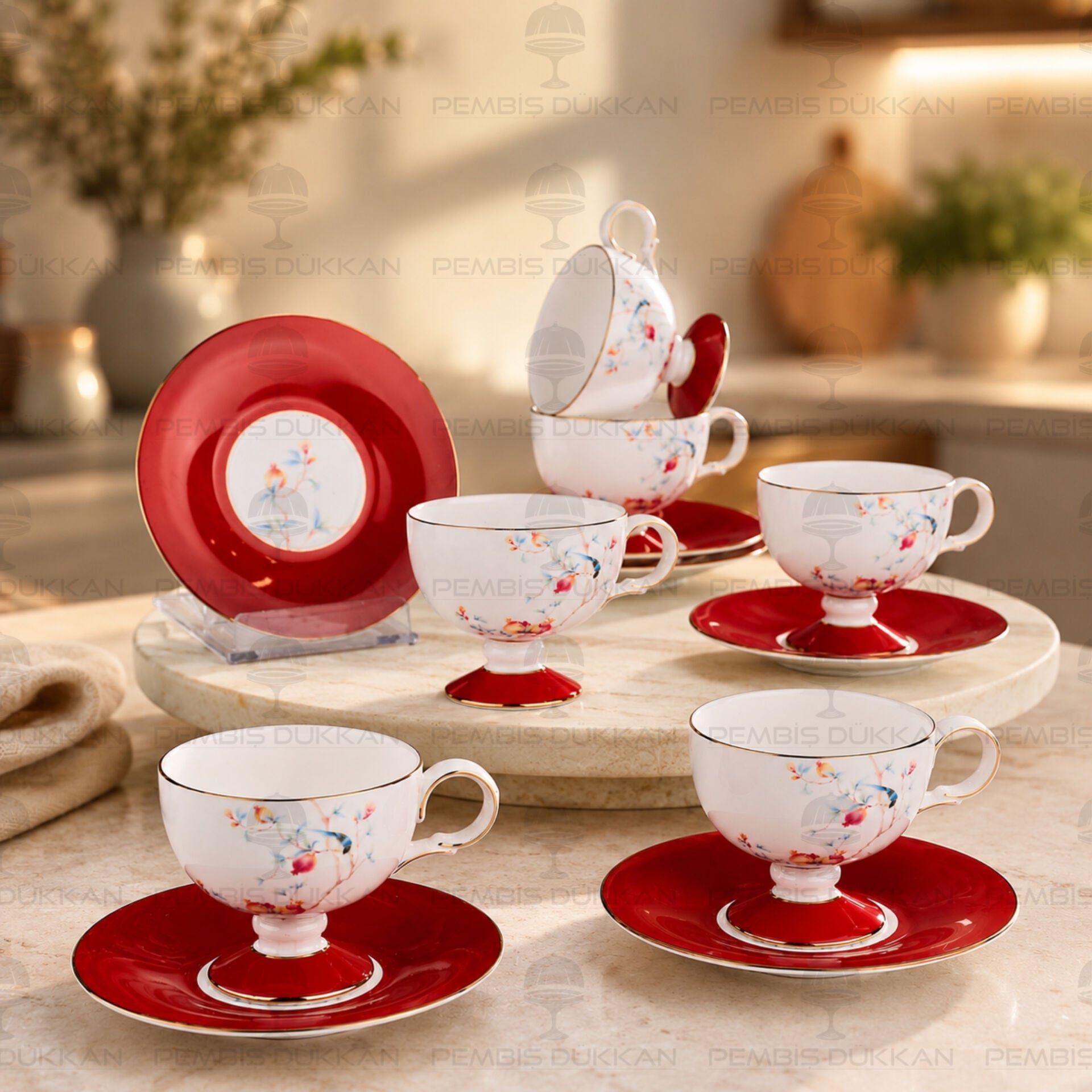 KIRMIZI ROYAL CHARME-VERONICA 6 KİŞİLİK KAHVE FİNCAN TAKIMI (ROY-0107)