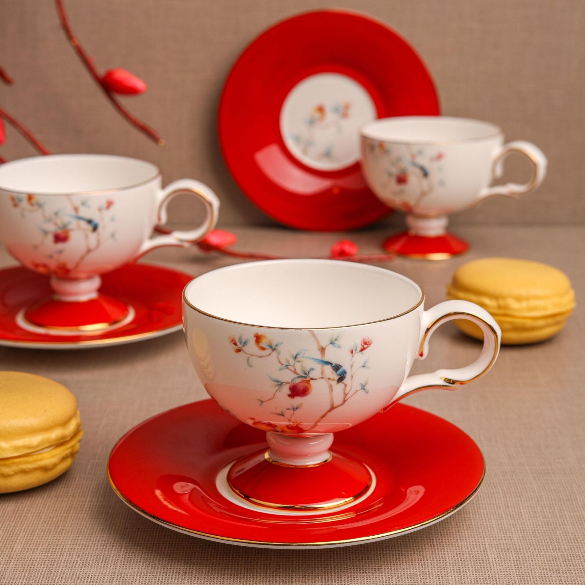 KIRMIZI ROYAL CHARME-VERONICA 6 KİŞİLİK KAHVE FİNCAN TAKIMI (ROY-0107)