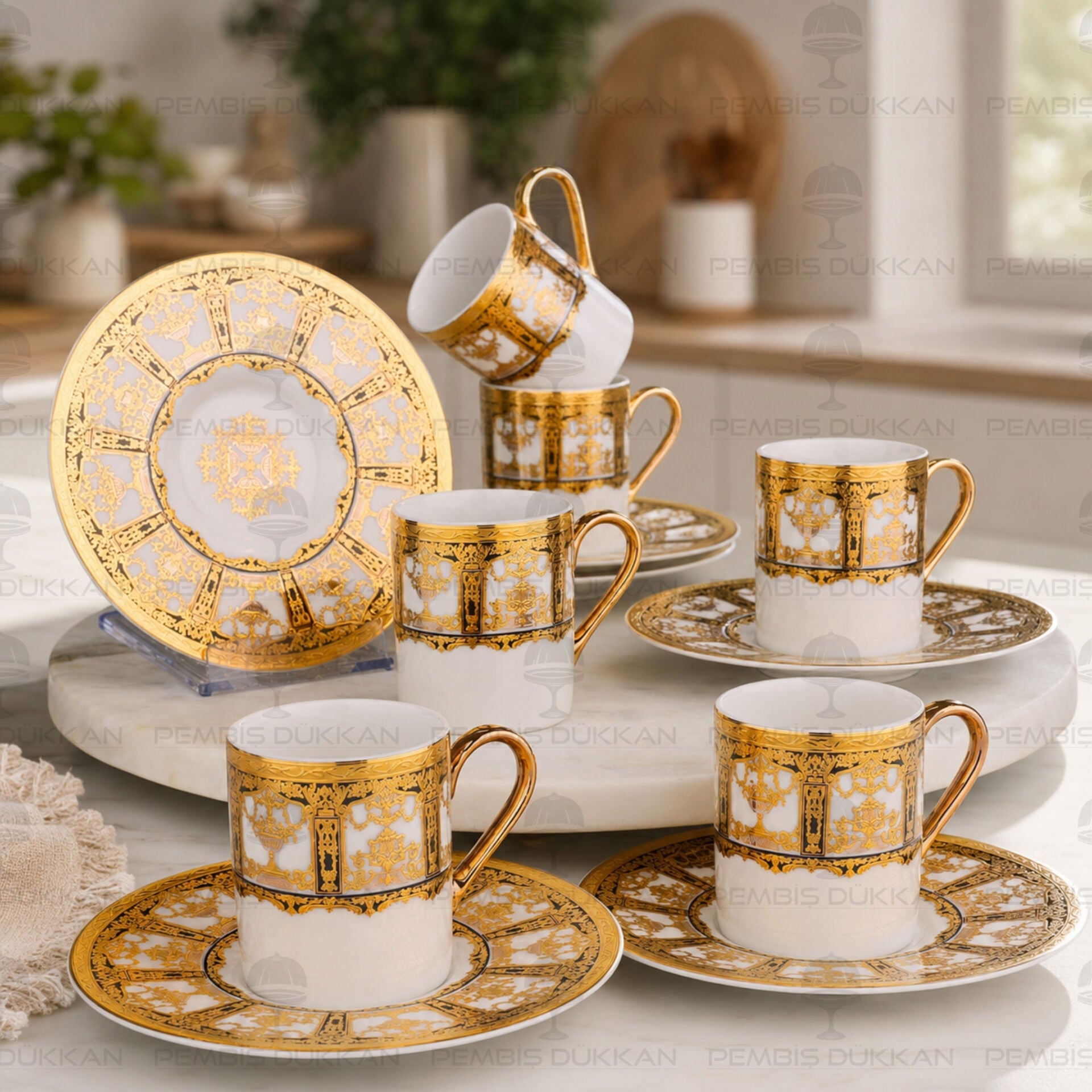 ROYAL CHARME-WINDSOR 24 K. ALTIN 6 KİŞİLİK KAHVE FİNCAN TAKIMI (ROY-0021)