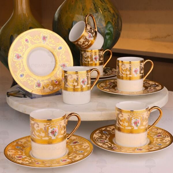 ROYAL CHARME-RENAISSANCE 24 K. ALTIN 6 KİŞİLİK KAHVE FİNCAN TAKIMI (ROY-0023)