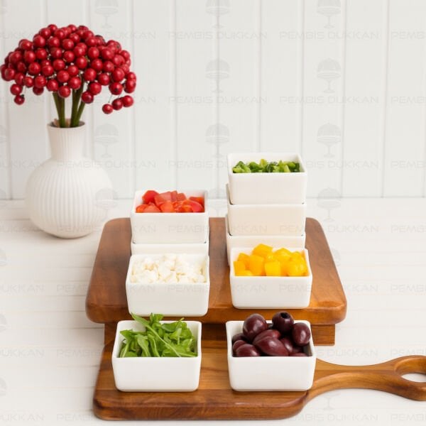 6 ADET CUBE PORSELEN MİNİ SOSLUK KASE (14341)