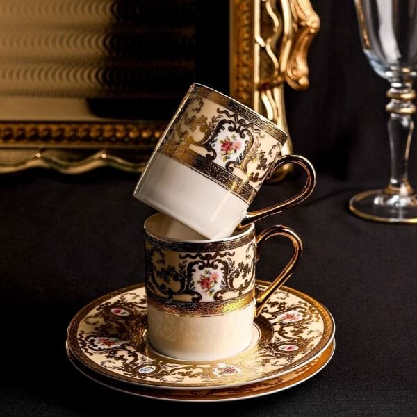 ROYAL CHARME-RENAISSANCE 24 K. ALTIN 6 KİŞİLİK KAHVE FİNCAN TAKIMI (ROY-0023)