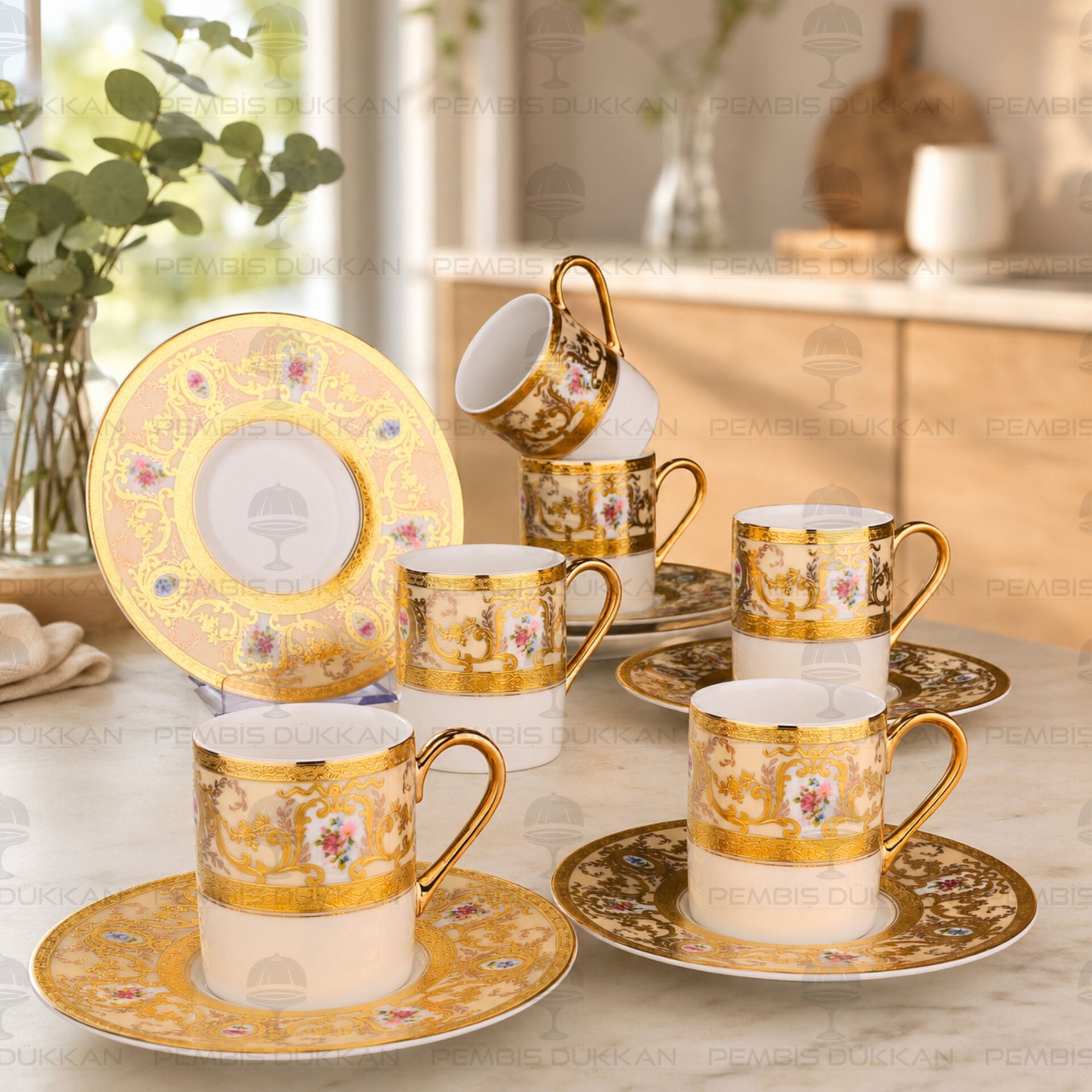 ROYAL CHARME-RENAISSANCE 24 K. ALTIN 6 KİŞİLİK KAHVE FİNCAN TAKIMI (ROY-0023)