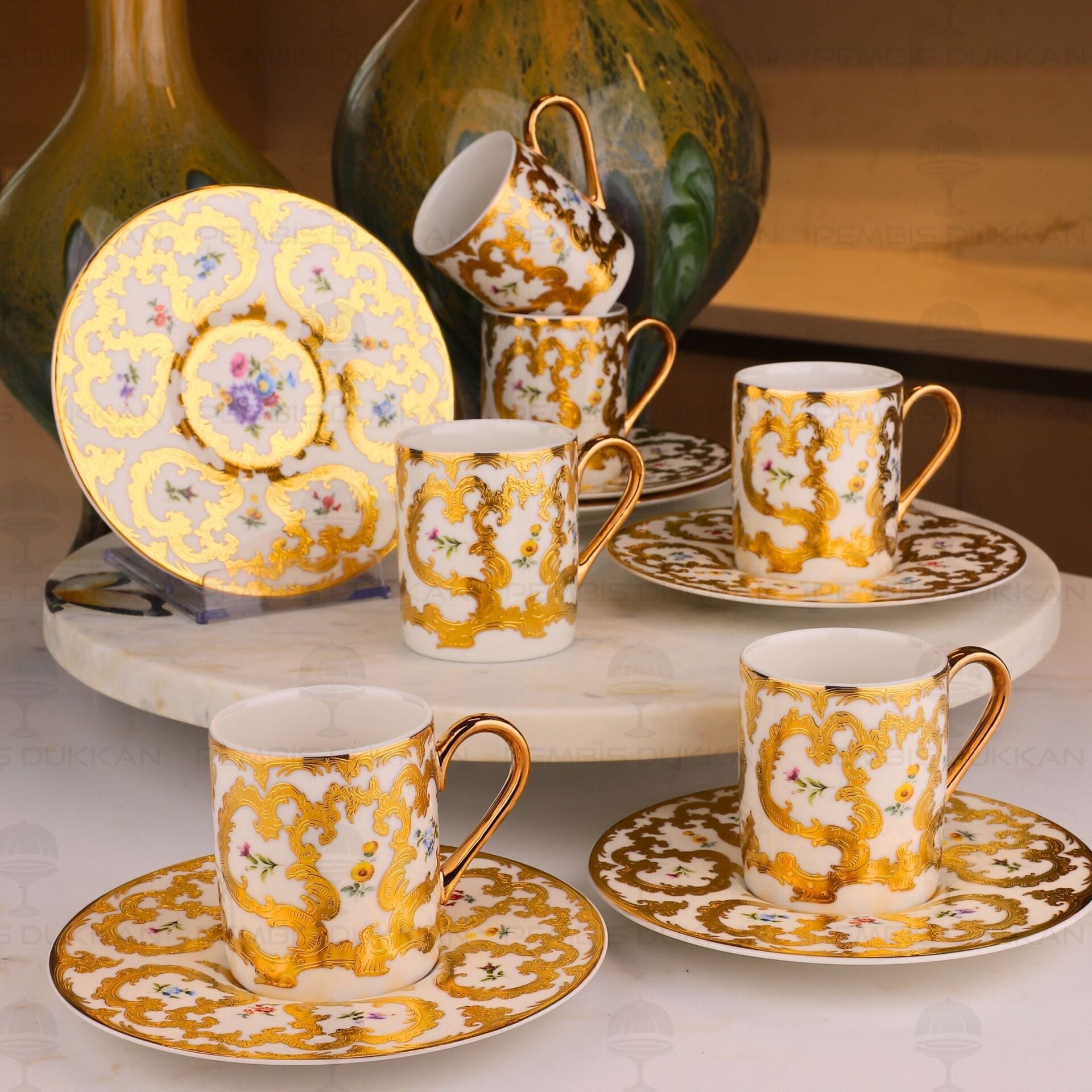 ROYAL CHARME-FIORELLA 24 K. ALTIN 6 KİŞİLİK KAHVE FİNCAN TAKIMI (ROY-0065)