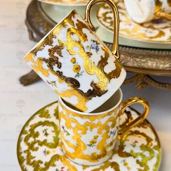 ROYAL CHARME-FIORELLA 24 K. ALTIN 6 KİŞİLİK KAHVE FİNCAN TAKIMI (ROY-0065)