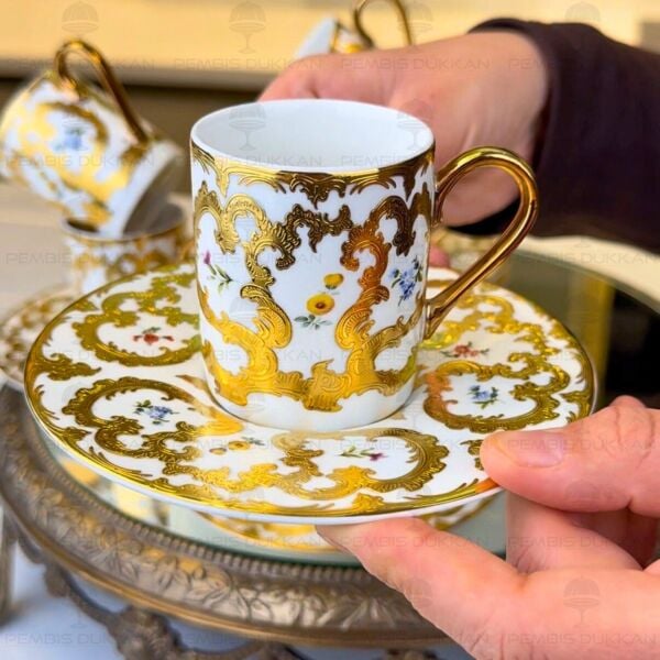 ROYAL CHARME-FIORELLA 24 K. ALTIN 6 KİŞİLİK KAHVE FİNCAN TAKIMI (ROY-0065)