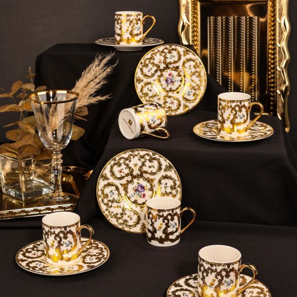 ROYAL CHARME-FIORELLA 24 K. ALTIN 6 KİŞİLİK KAHVE FİNCAN TAKIMI (ROY-0065)