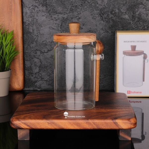 NOMİ 900ML KAŞIKLI, AKASYA KAPAKLI KAVANOZ (THN84313)