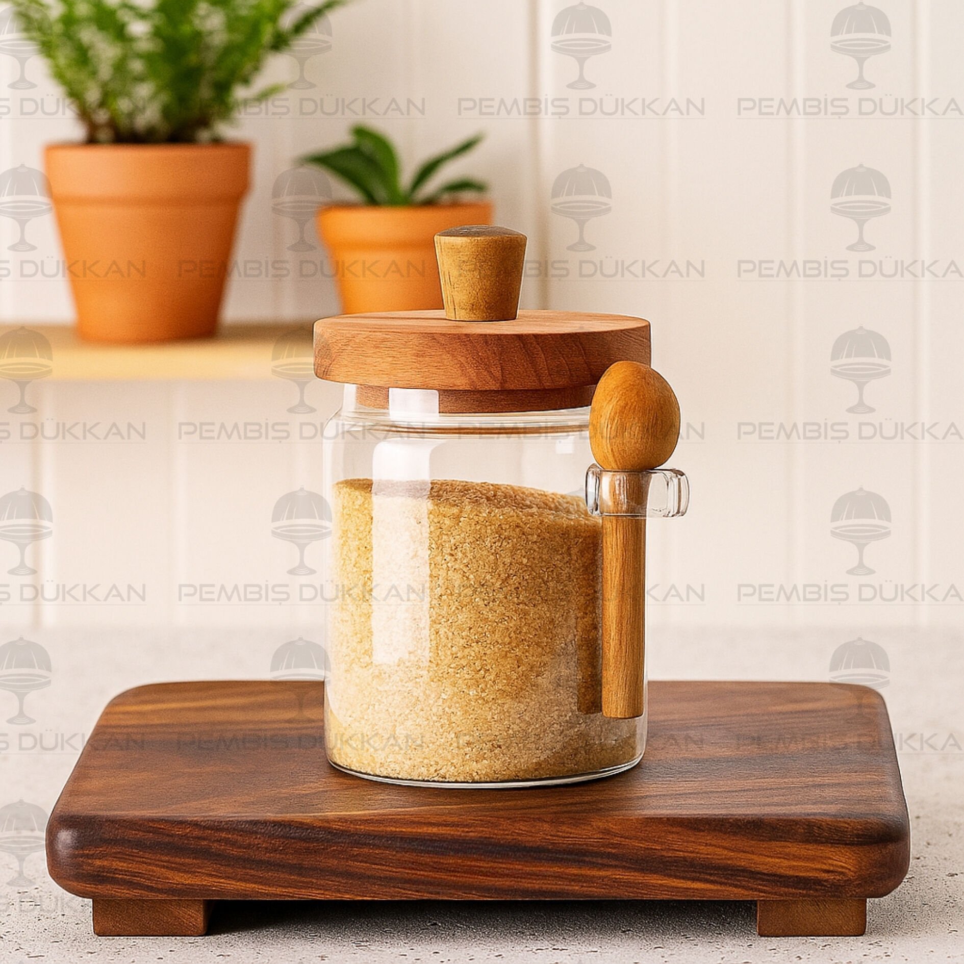 NOMİ 700ML KAŞIKLI, AKASYA KAPAKLI KAVANOZ (THN84312)