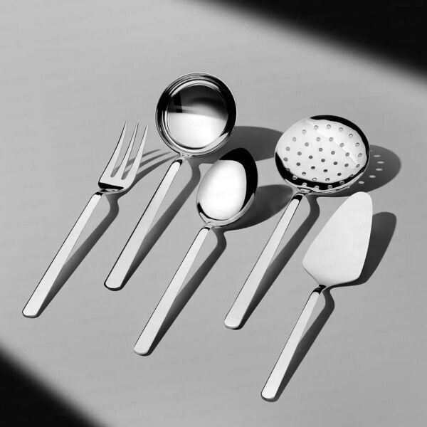 NEHİR SOFİA SADE 5 PARÇA PASLANMAZ ÇELİK, KEPÇE KAŞIK KEVGİR SERVİS TAKIMI