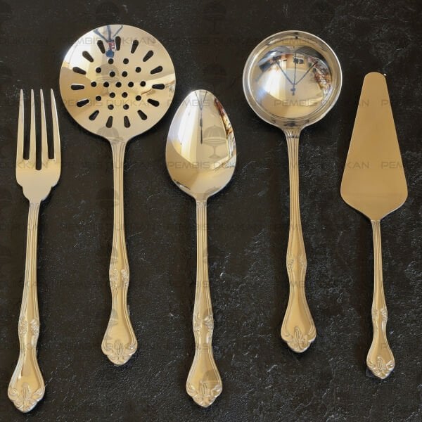 NEHİR LALEZAR SADE 5 PARÇA PASLANMAZ ÇELİK, KEPÇE KAŞIK KEVGİR SERVİS TAKIMI