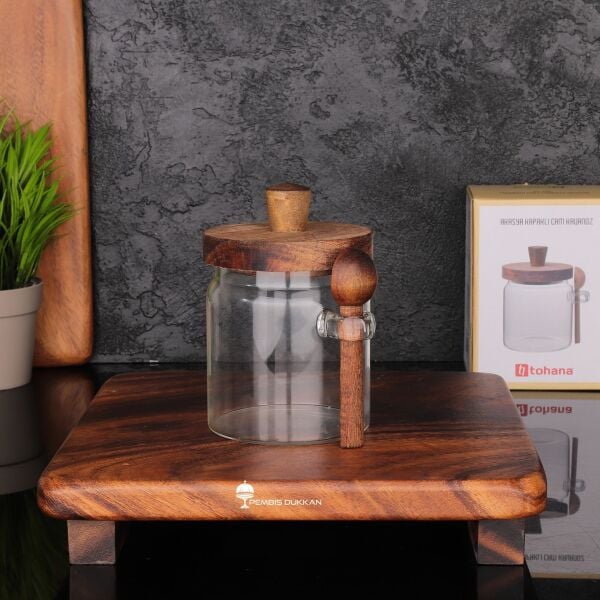 NOMİ 500ML KAŞIKLI, AKASYA KAPAKLI KAVANOZ (THN84311)