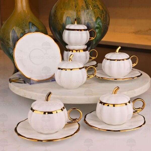 BAL KABAĞI BEYAZ 6 KİŞİLİK KAHVE FİNCAN TAKIMI (POR-102320)