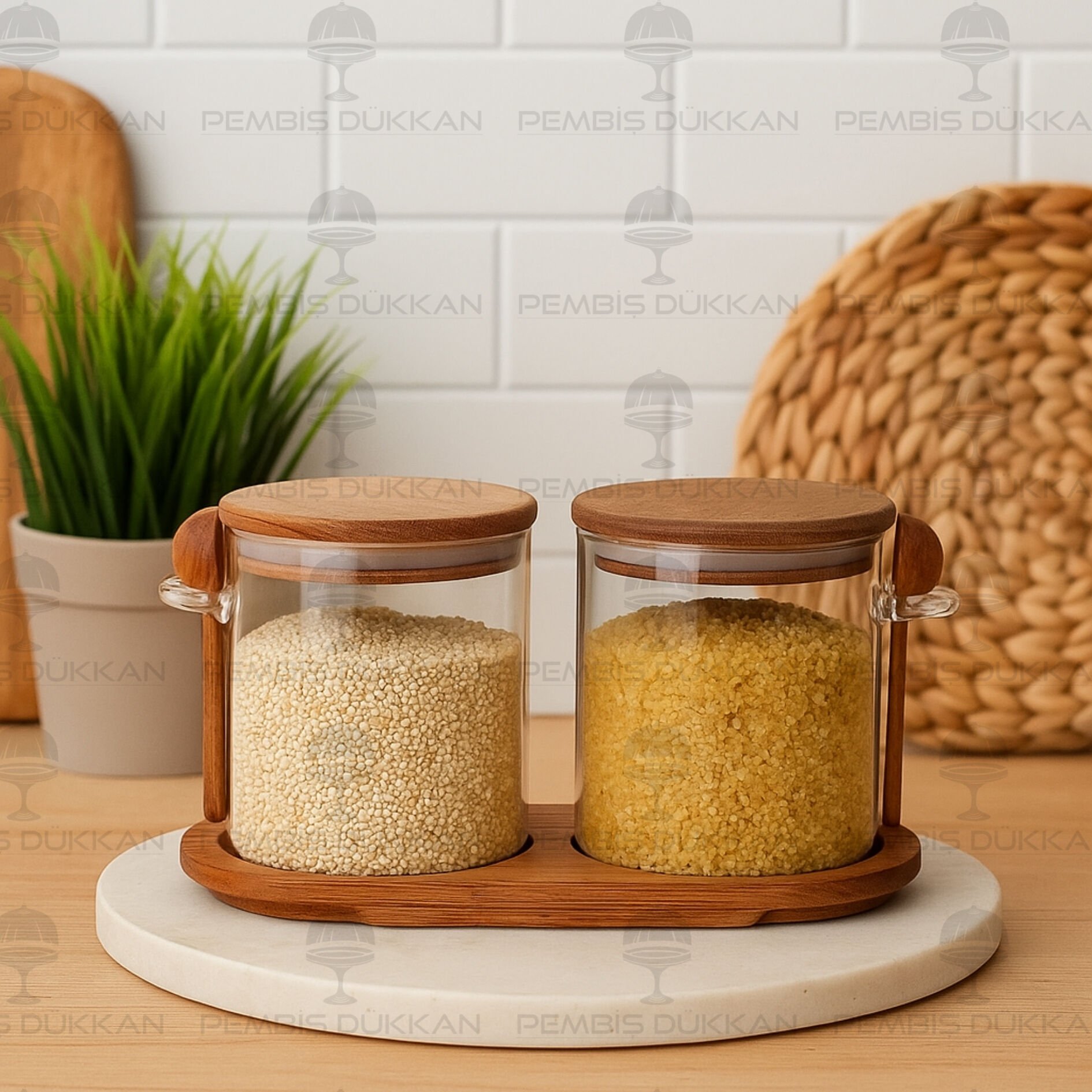 THN AKASYA KAPAKLI 2Lİ CAM BAHARATLIK SETİ (THN84318)