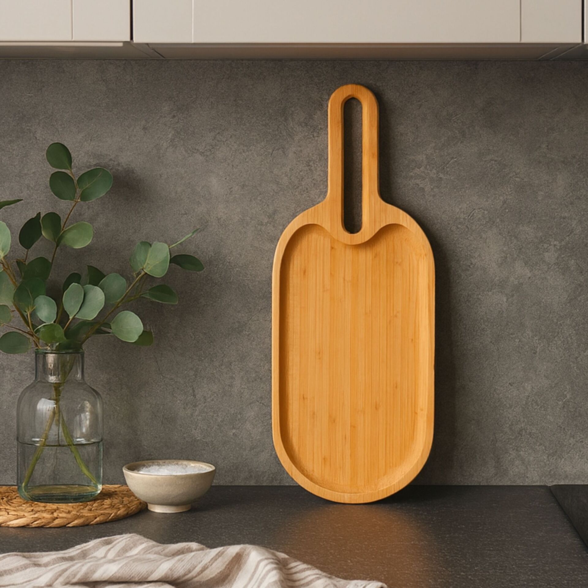 BAMBU KULPLU PEYNİR TABAĞI & TEZGAH ARKASI PANO (7B119)