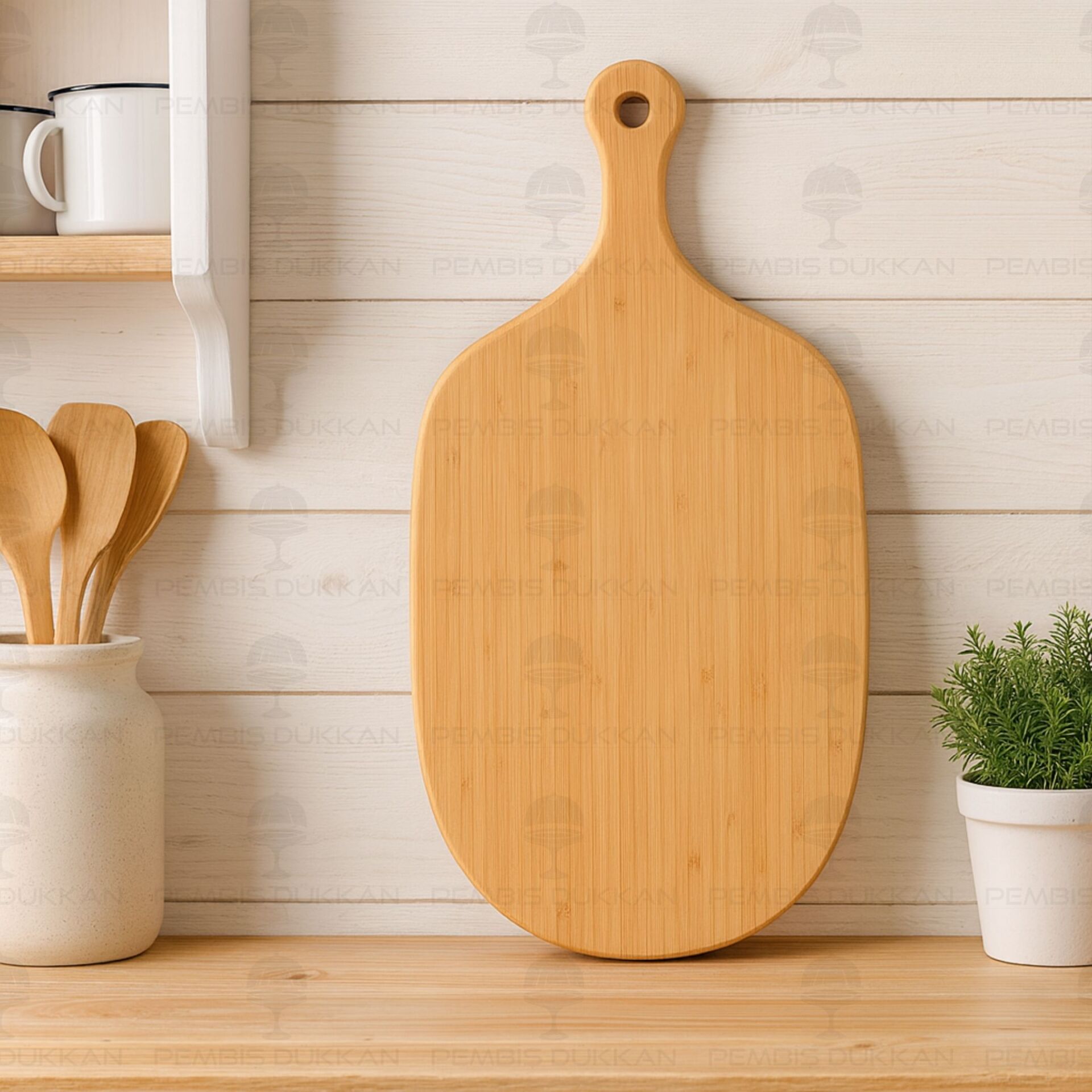 BAMBU KULPLU PEYNİR TABAĞI & TEZGAH ARKASI PANO (7B176)