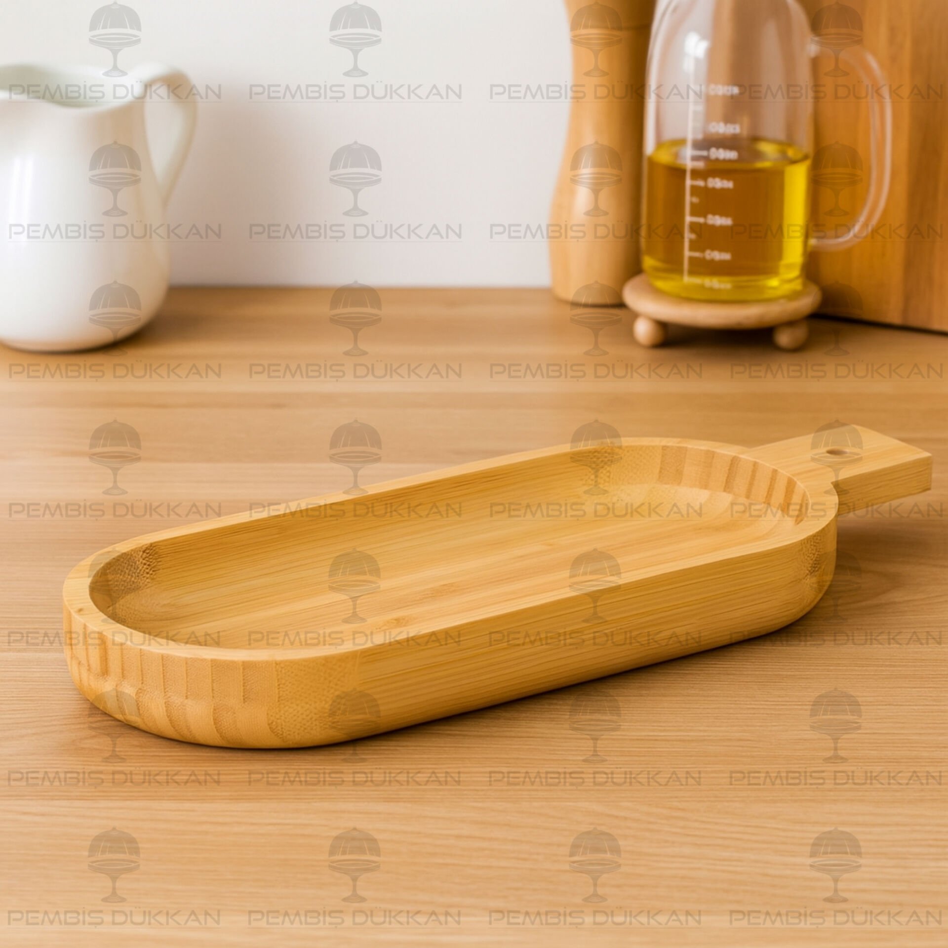 7B111 BAMBU BOHEM OVAL KULPLU BASIK SUNUMLUK