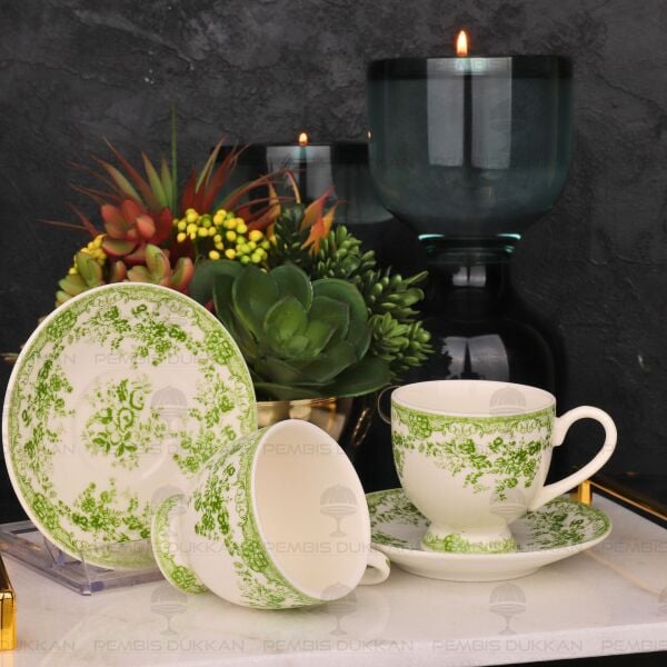 YEŞİL VİNTAGE 2 KİŞİLİK ROMANTİK FİNCAN TAKIMI