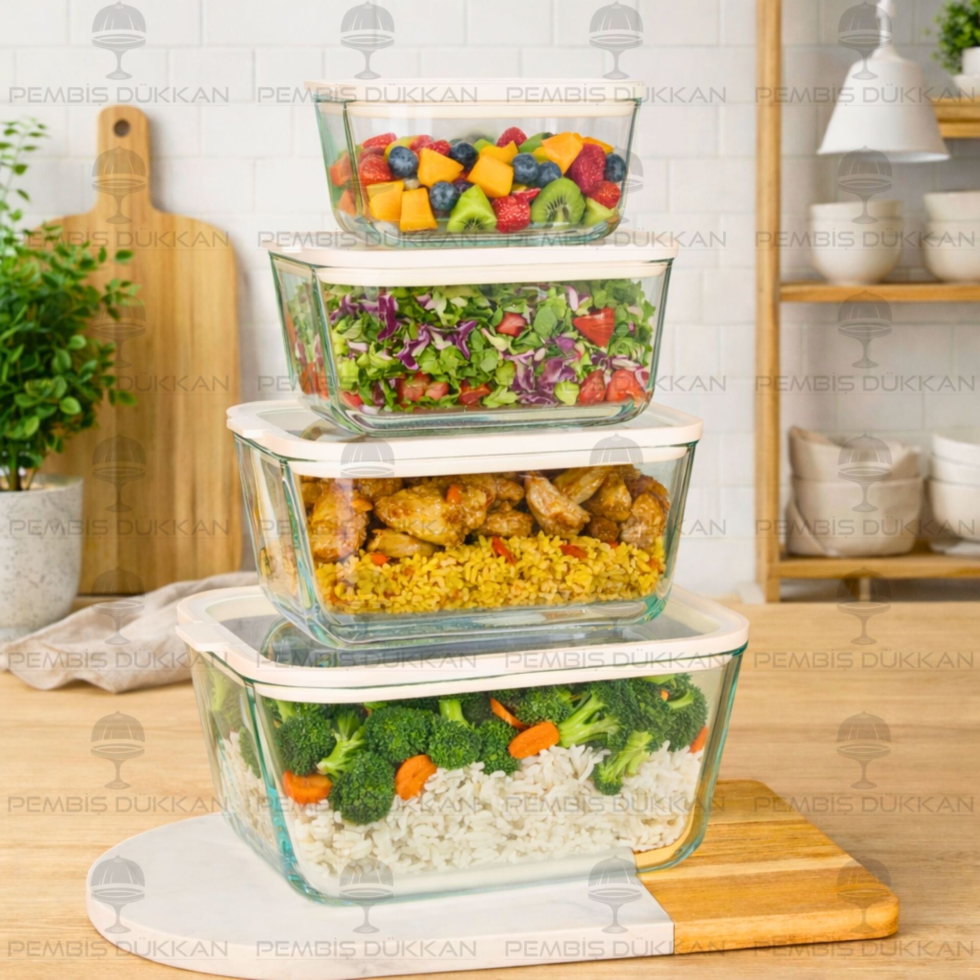 HIELO KREM 4 LÜ CAM VAKUMLU SAKLAMA KABI (6663)