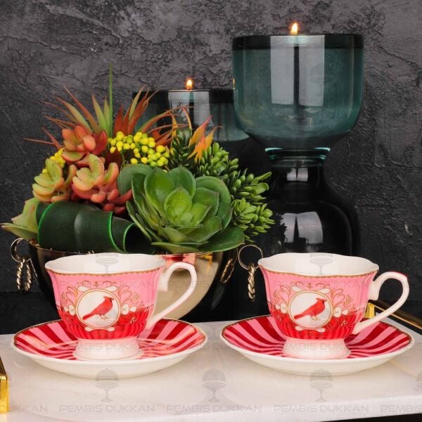 KIRMIZI KUŞLU 2 KİŞİLİK FİNCAN TAKIMI