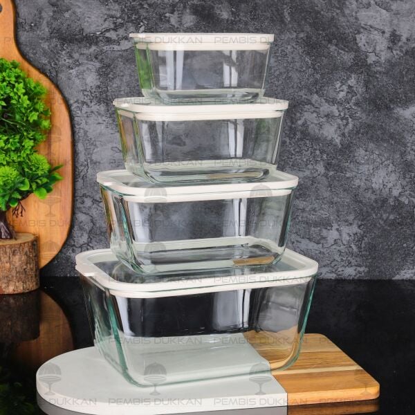 HIELO KREM 4 LÜ CAM VAKUMLU SAKLAMA KABI (6663)