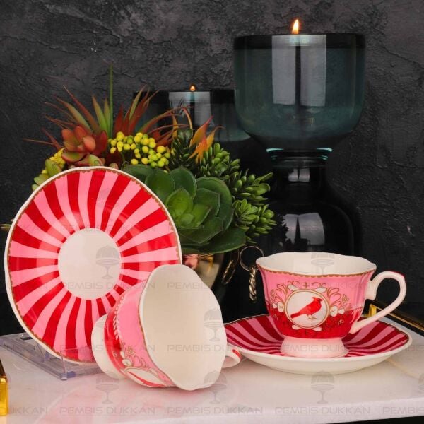KIRMIZI KUŞLU 2 KİŞİLİK FİNCAN TAKIMI