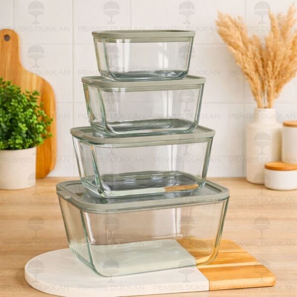 HIELO GRİ 4 LÜ CAM VAKUMLU SAKLAMA KABI (6664)